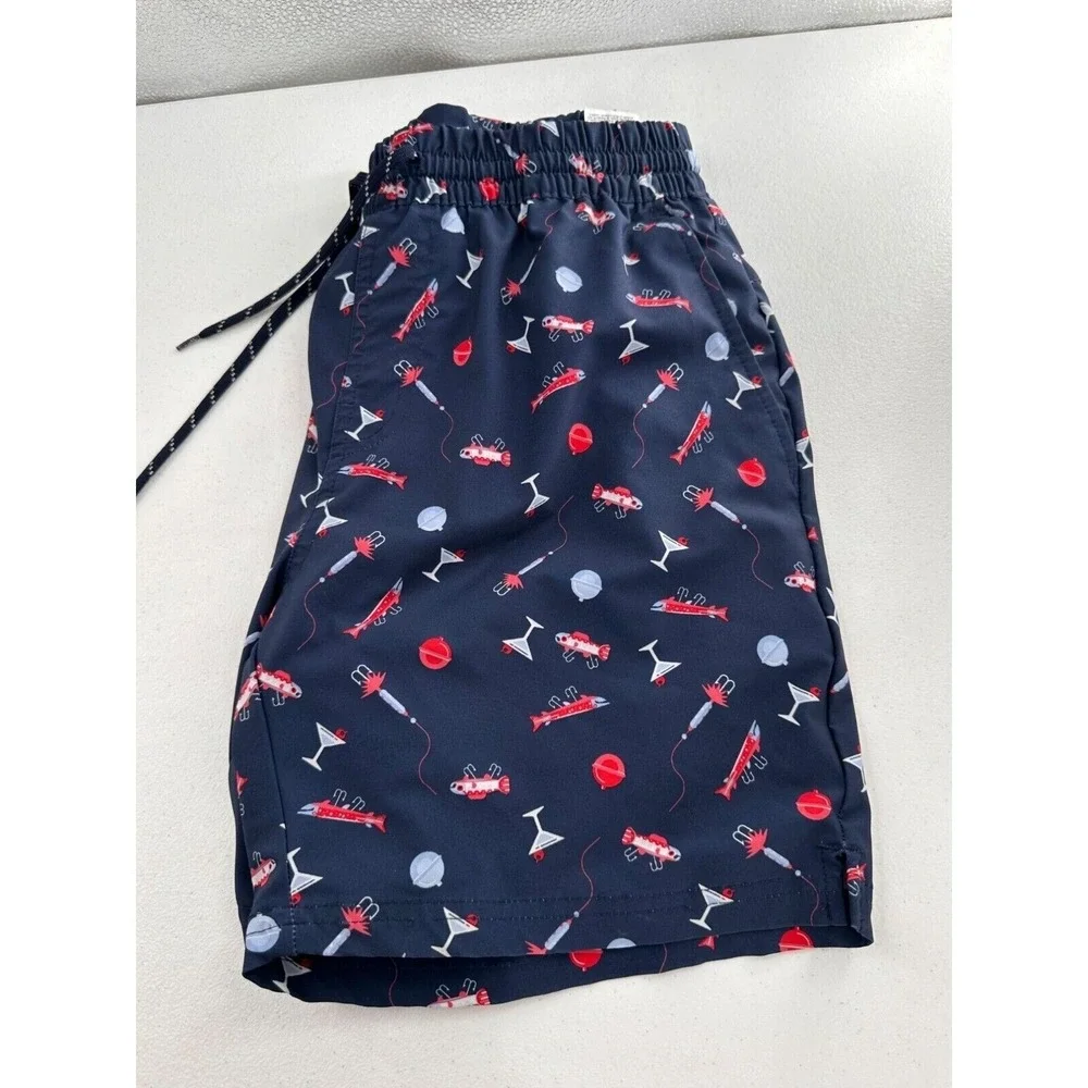 Columbia PFG‎ Mens Fishing Swim Shorts S Navy Fishing Print martini Bathing